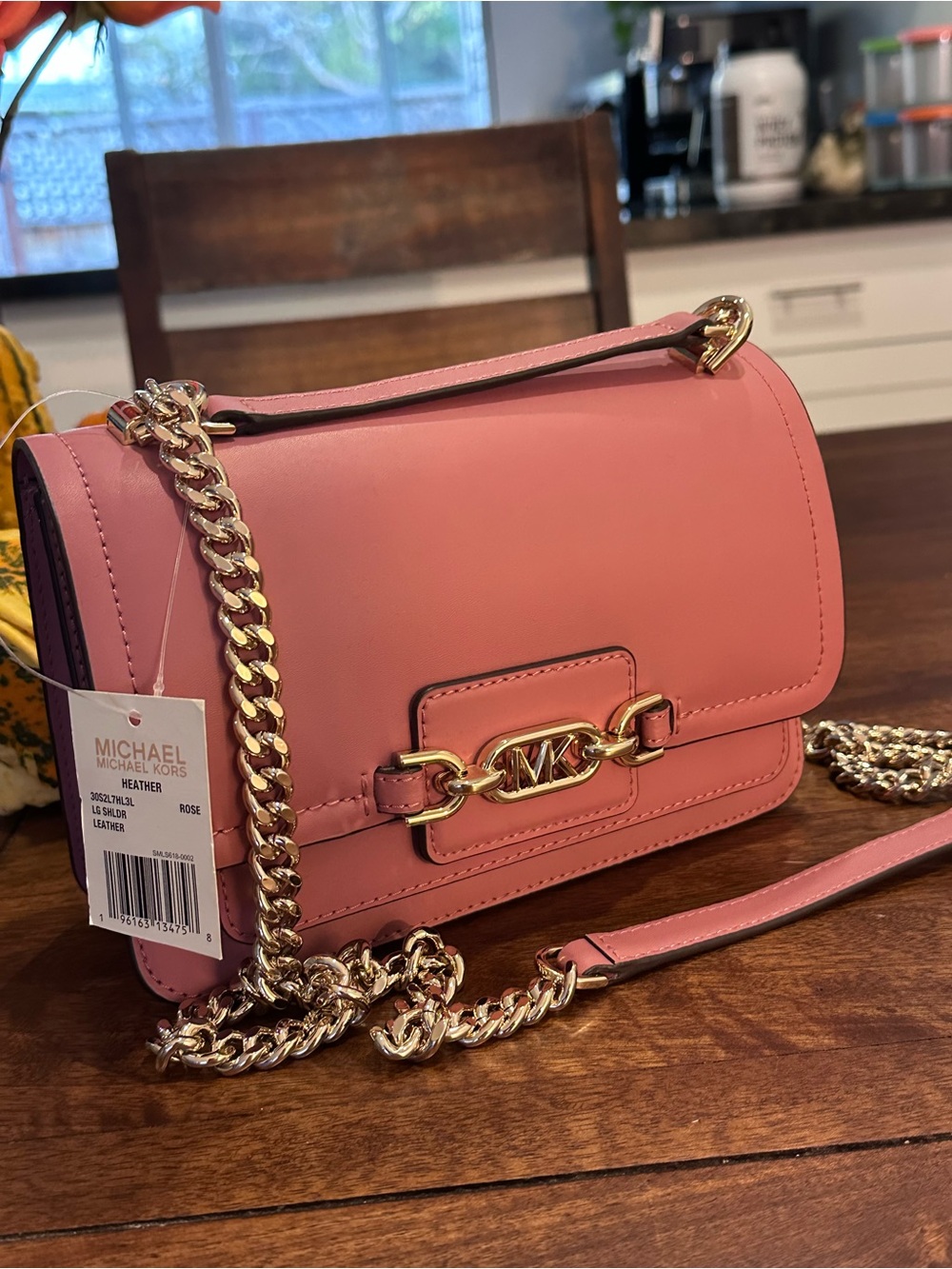 Michael Kors Pink Leather Chain-Strap Crossbody Bag